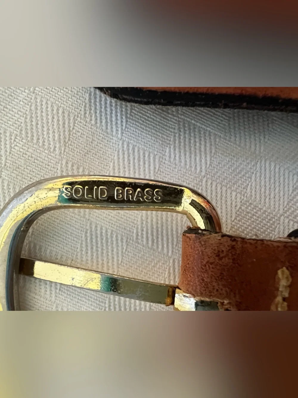 Zep-Pro Brown Leather and Canvas Belt with Fish Logo and Solid Brass Buckle